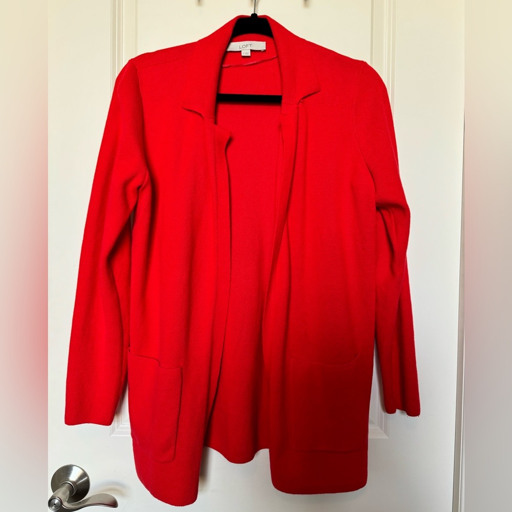 Loft bright red knitted cardigan/blazer